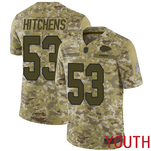 Youth Kansas City Chiefs #53 Hitchens Anthony Limited Camo 2018 Salute to Service Nike NFL Jersey